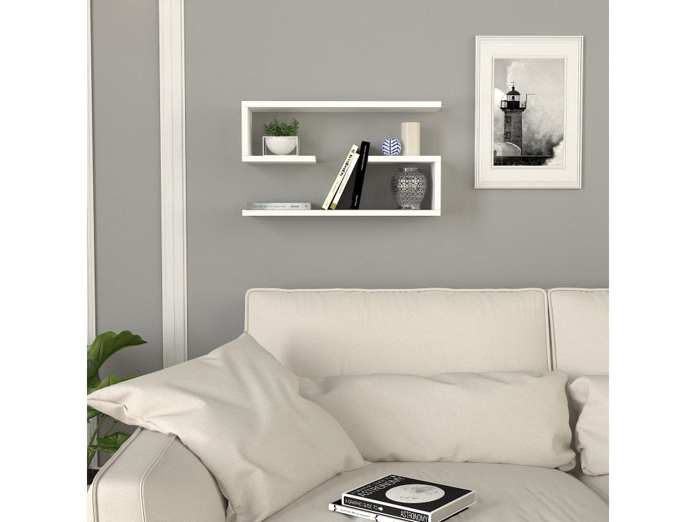 Prateleira de parede em madeira "Jenika" - 60 x 14 x 18 cm - Branco