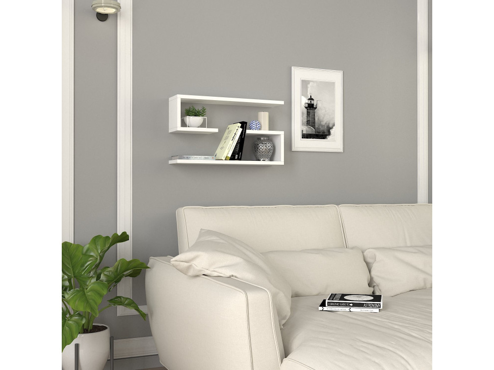 Prateleira de parede em madeira "Jenika" - 60 x 14 x 18 cm - Branco