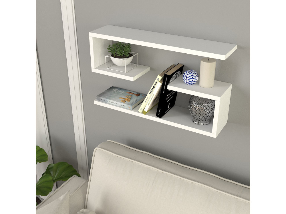 Prateleira de parede em madeira "Jenika" - 60 x 14 x 18 cm - Branco