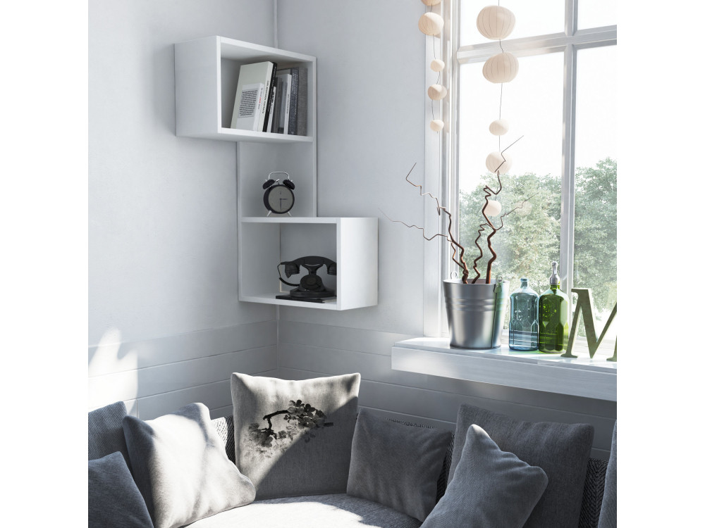 Prateleira de parede em madeira "Part" - 47 x 20 x 85 cm - Branco