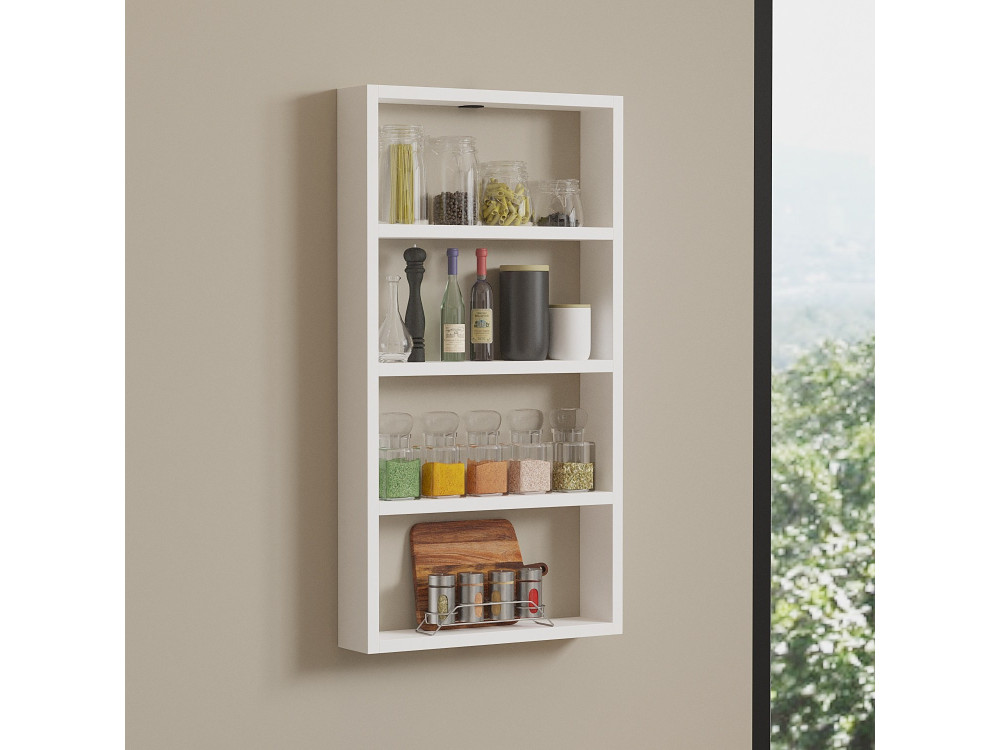 Estante de parede em madeira "Quatro" - 43 x 9 x 80 cm - Branco