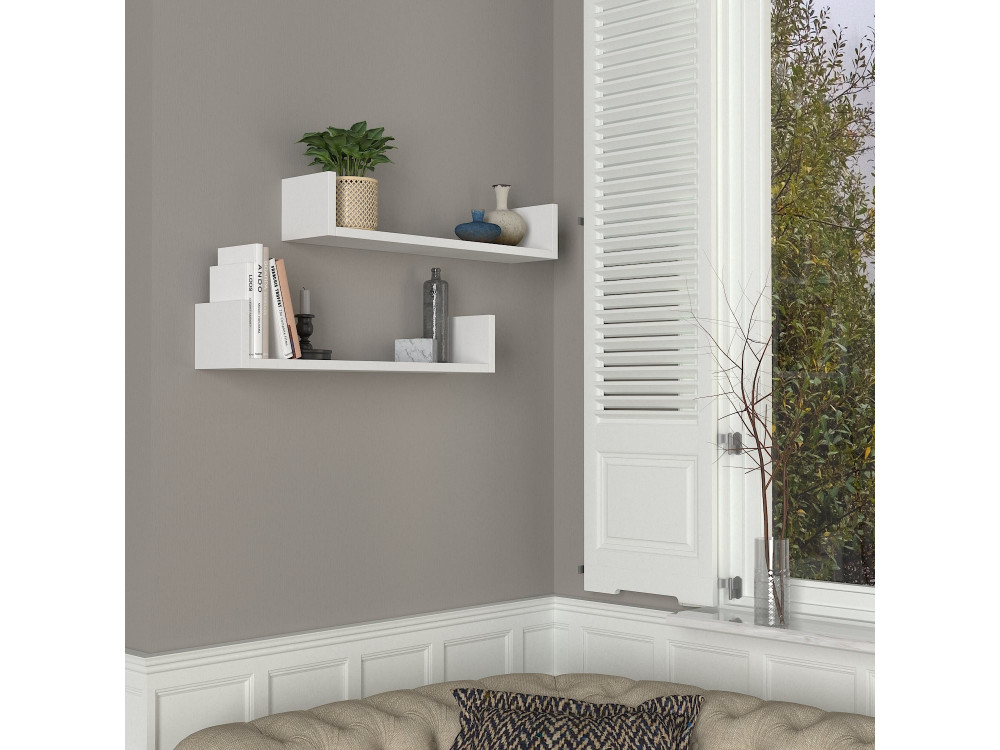 Prateleira de parede em madeira "Iris" - 63 x 14 x 14 cm - Branco