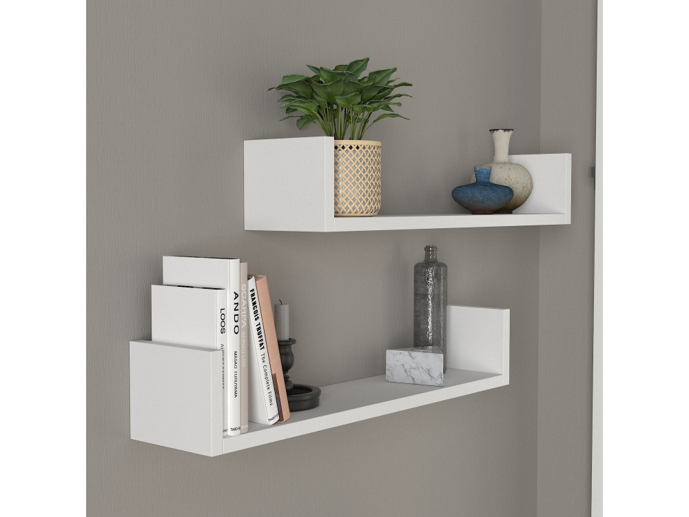 Prateleira de parede em madeira "Iris" - 63 x 14 x 14 cm - Branco