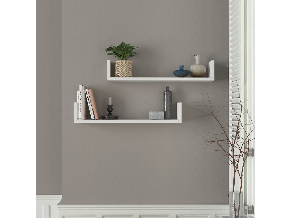 Prateleira de parede em madeira "Iris" - 63 x 14 x 14 cm - Branco