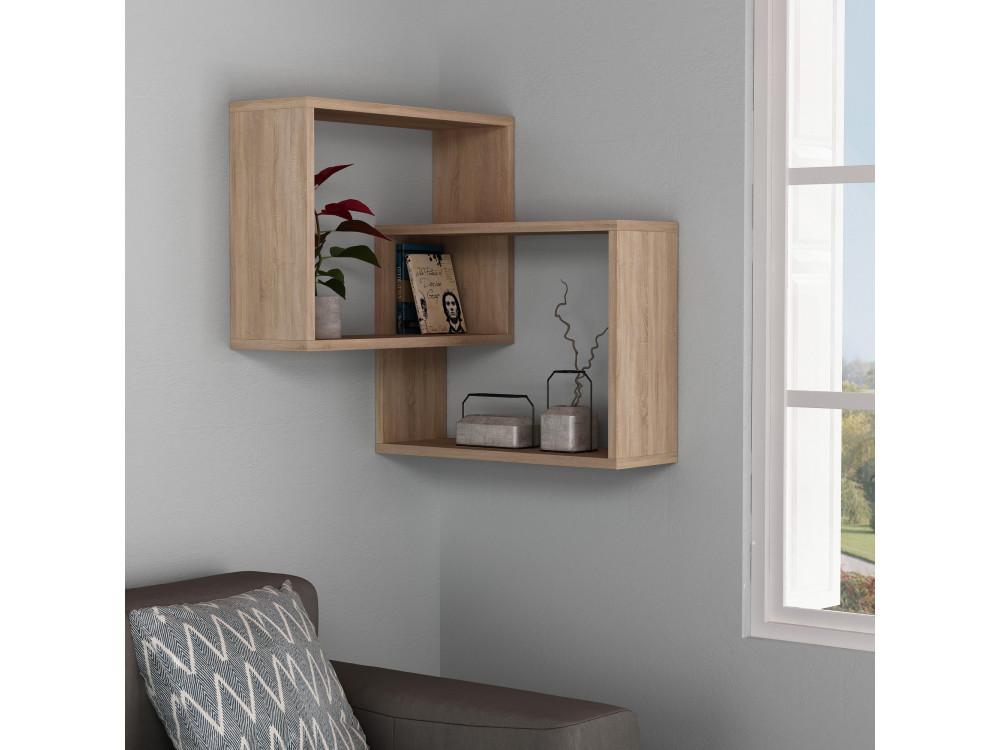 Prateleira de parede em madeira "Ring" - 68 x 60 x 68 cm - Carvalho Sonoma
