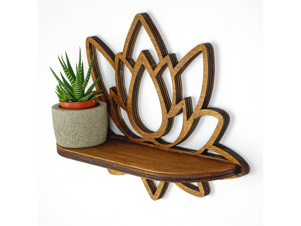 Prateleira de parede em madeira "Raf264" - 33 x 10 x 26 cm - Nogueira