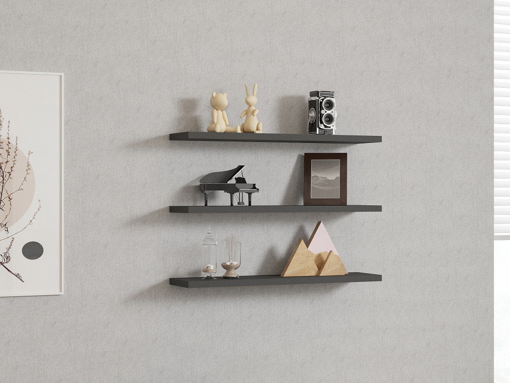 Prateleira de parede em madeira "Boss" - 60 x 1 x 14 cm - Antracite