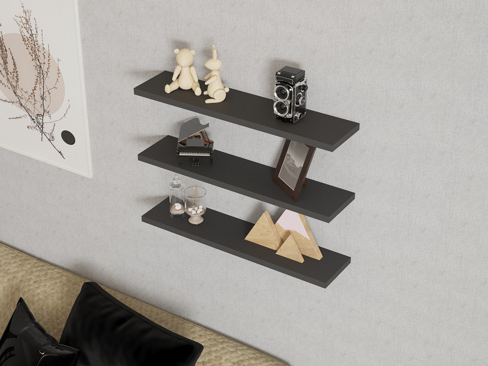Prateleira de parede em madeira "Boss" - 60 x 1 x 14 cm - Antracite