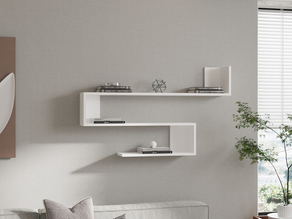 Estante de parede em madeira "Penne" - 120 x 20 x 71 cm - Branco