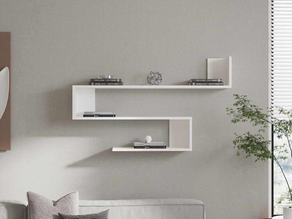 Estante de parede em madeira "Penne" - 120 x 20 x 71 cm - Branco