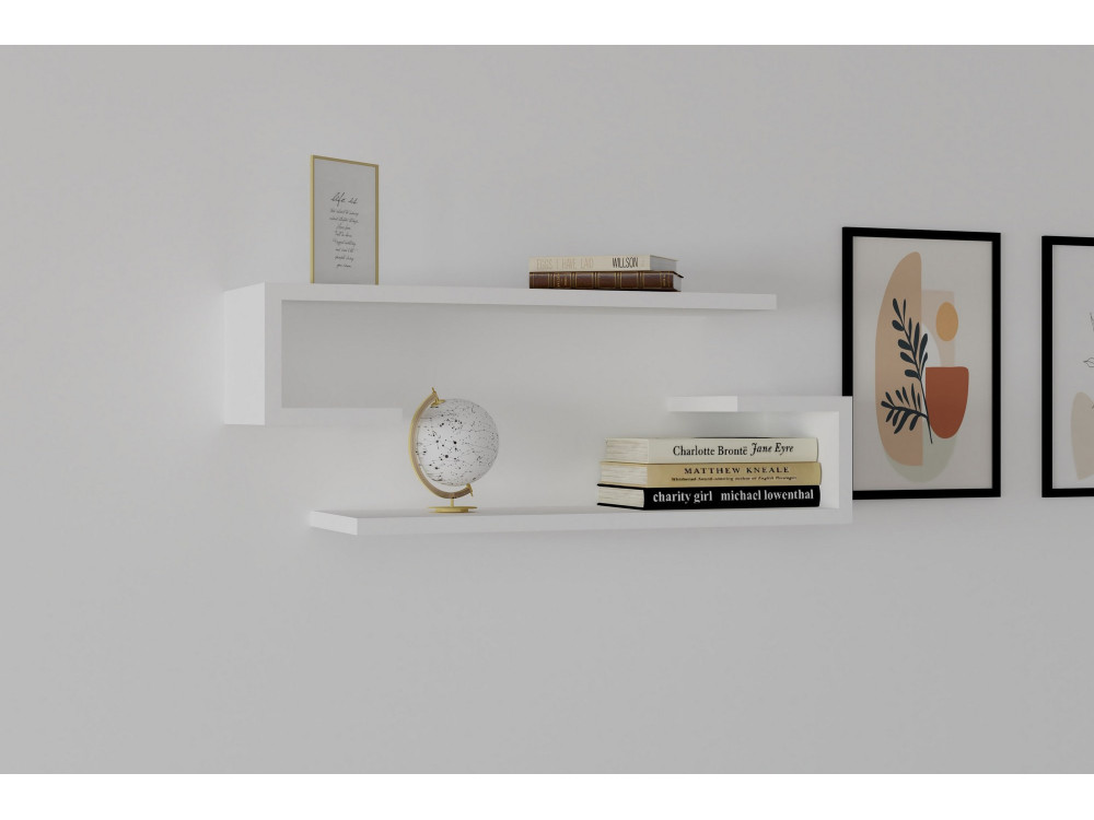 Prateleira de parede em madeira "Eldo" - 60 x 19 x 15 cm - Branco