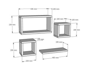 Conjunto de 4 prateleiras de parede em madeira "Babi" - 43 x 15 x 23 cm - Bege