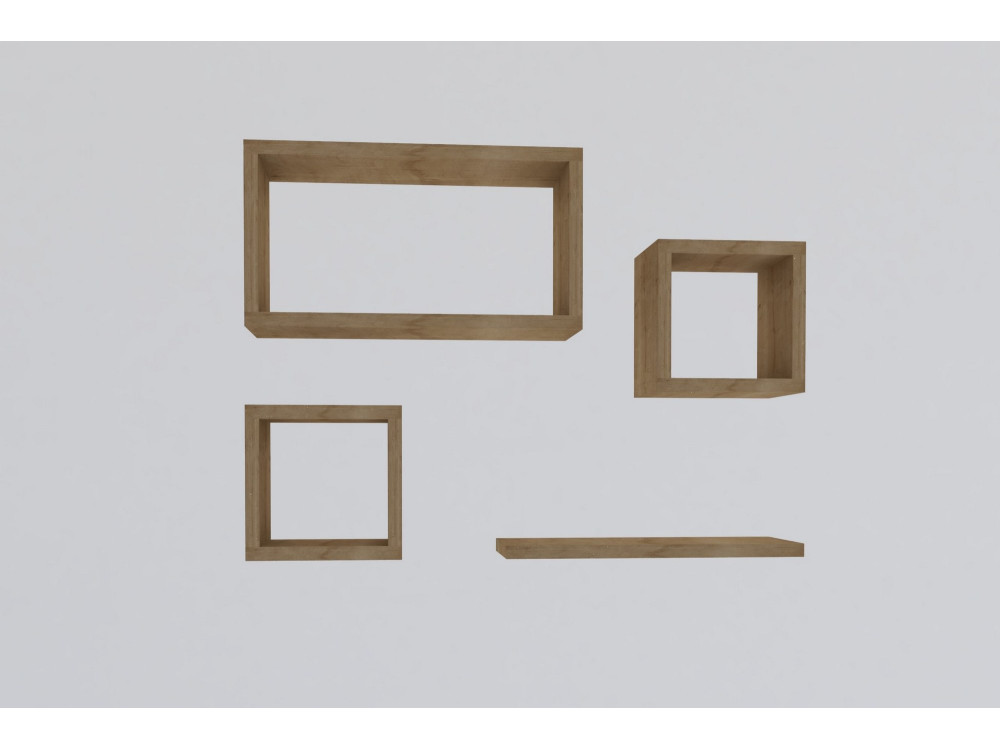 Conjunto de 4 prateleiras de parede em madeira "Babi" - 43 x 15 x 23 cm - Bege