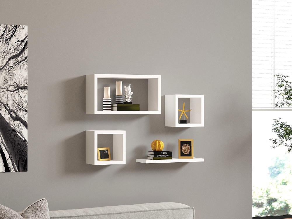 Prateleira de parede em madeira "Babi" - 43 x 15 x 23 cm - Branco