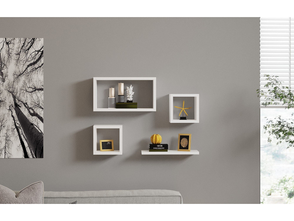 Prateleira de parede em madeira "Babi" - 43 x 15 x 23 cm - Branco