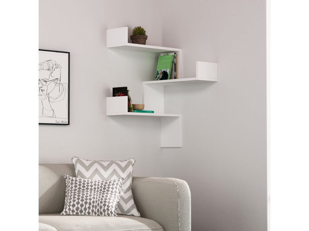 Prateleira de parede em madeira "Luksa" - 60 x 60 x 90 cm - Branco
