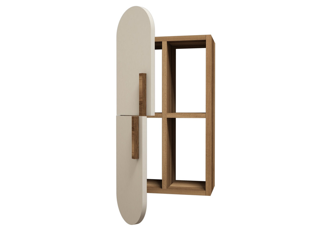 Prateleira de parede em madeira "Rose" - 35 x 22 x 60 cm - Creme de nogueira