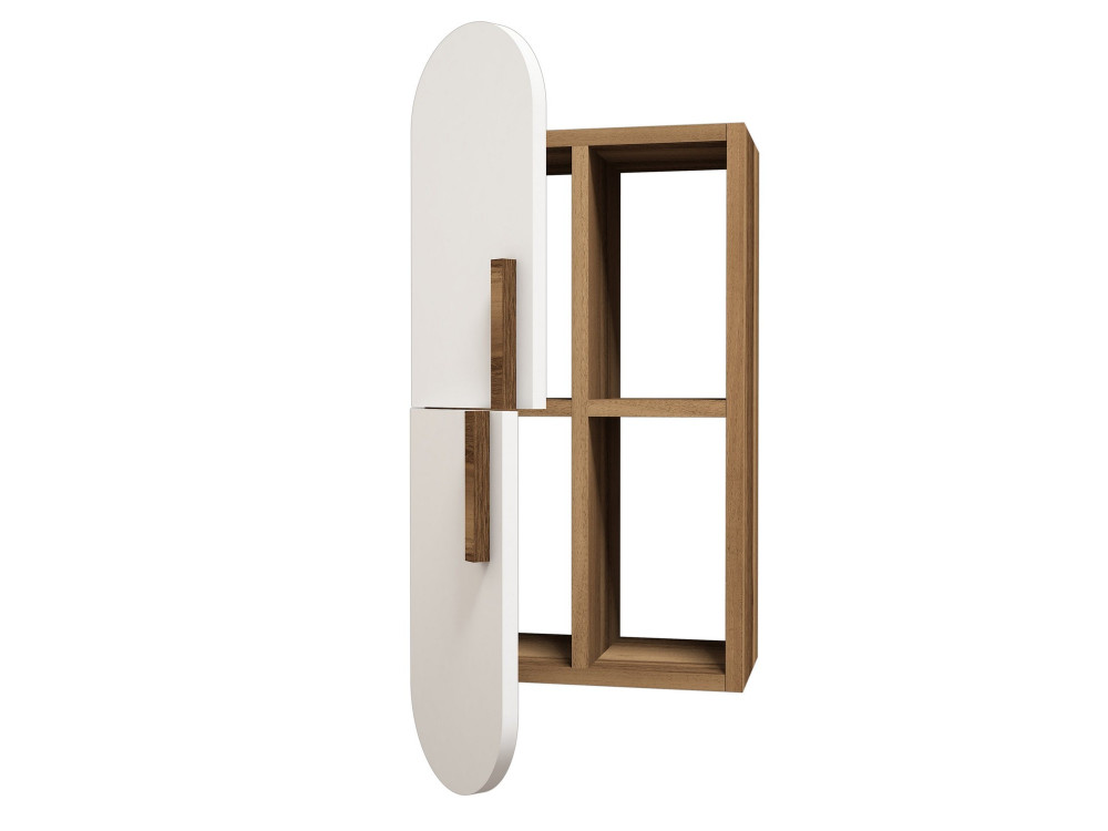 Prateleira de parede em madeira "Rose" - 35 x 22 x 60 cm - NogueiraBranco