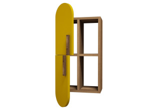 Prateleira de parede em madeira "Rose" - 35 x 22 x 60 cm - Amarelo nogueira