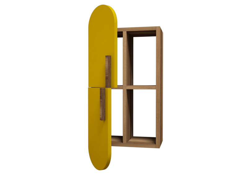 Prateleira de parede em madeira "Rose" - 35 x 22 x 60 cm - Amarelo nogueira
