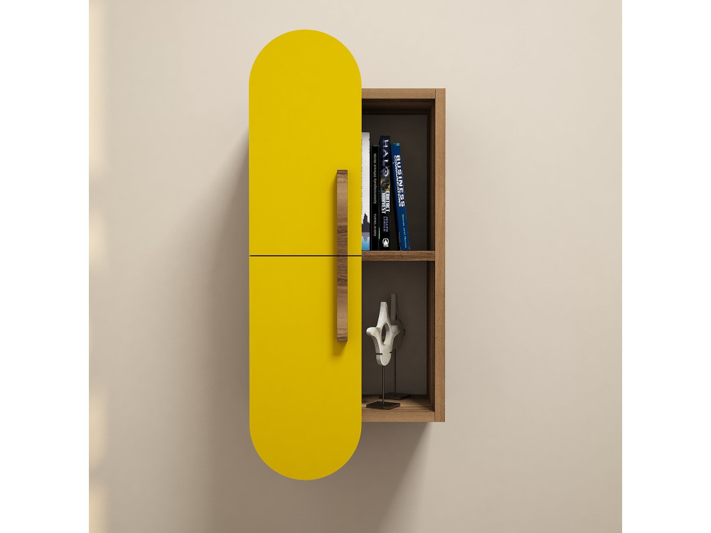 Prateleira de parede em madeira "Rose" - 35 x 22 x 60 cm - Amarelo nogueira