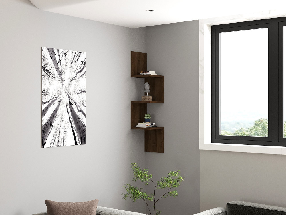 Prateleira de parede em madeira "Zikzak" - 25 x 25 x 105 cm - Nogueira