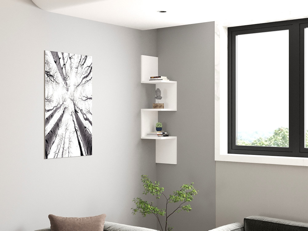 Prateleira de parede em madeira "Zikzak" - 25 x 25 x 105 cm - Branco