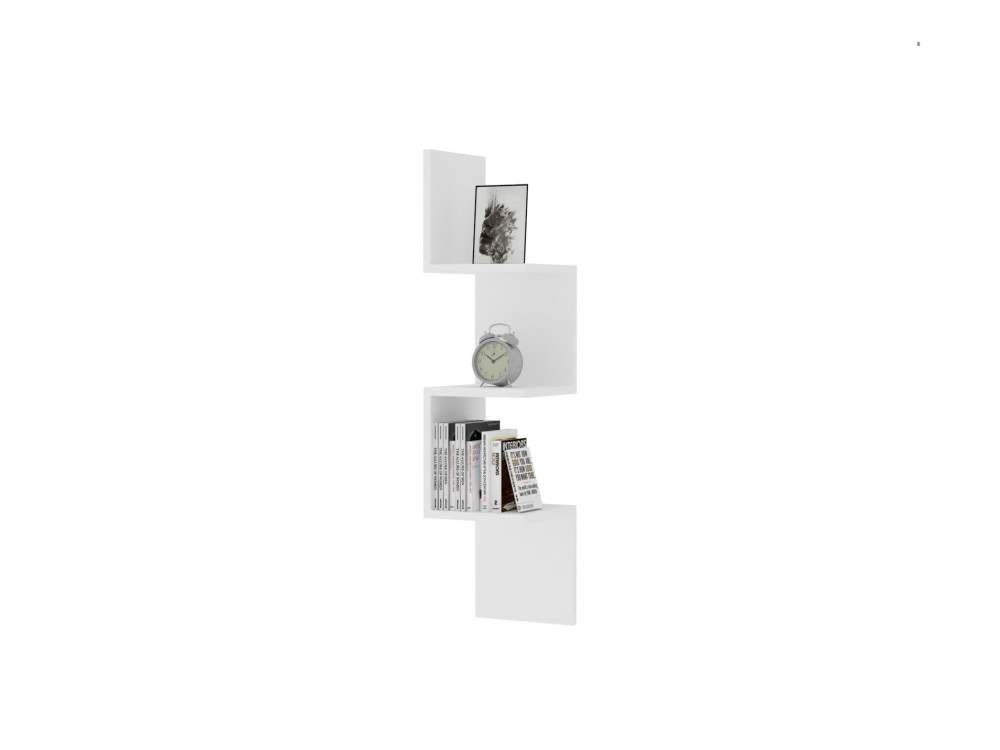Prateleira de parede em madeira "Zikzak" - 25 x 25 x 105 cm - Branco