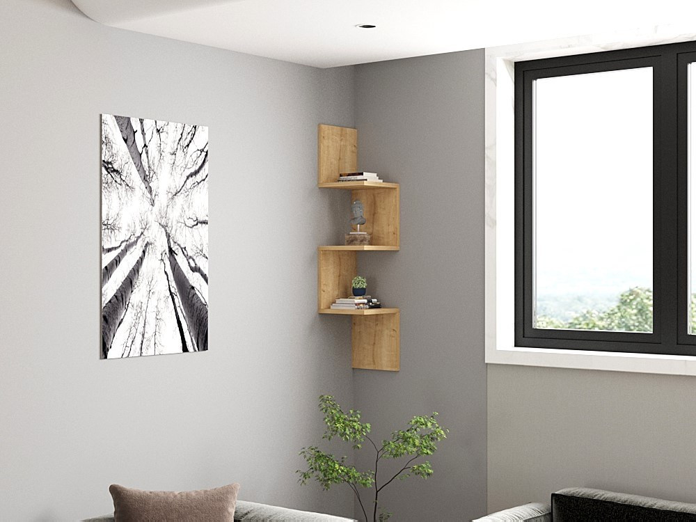 Prateleira de parede em madeira "Zikzak" - 25 x 25 x 105 cm - Saphir
