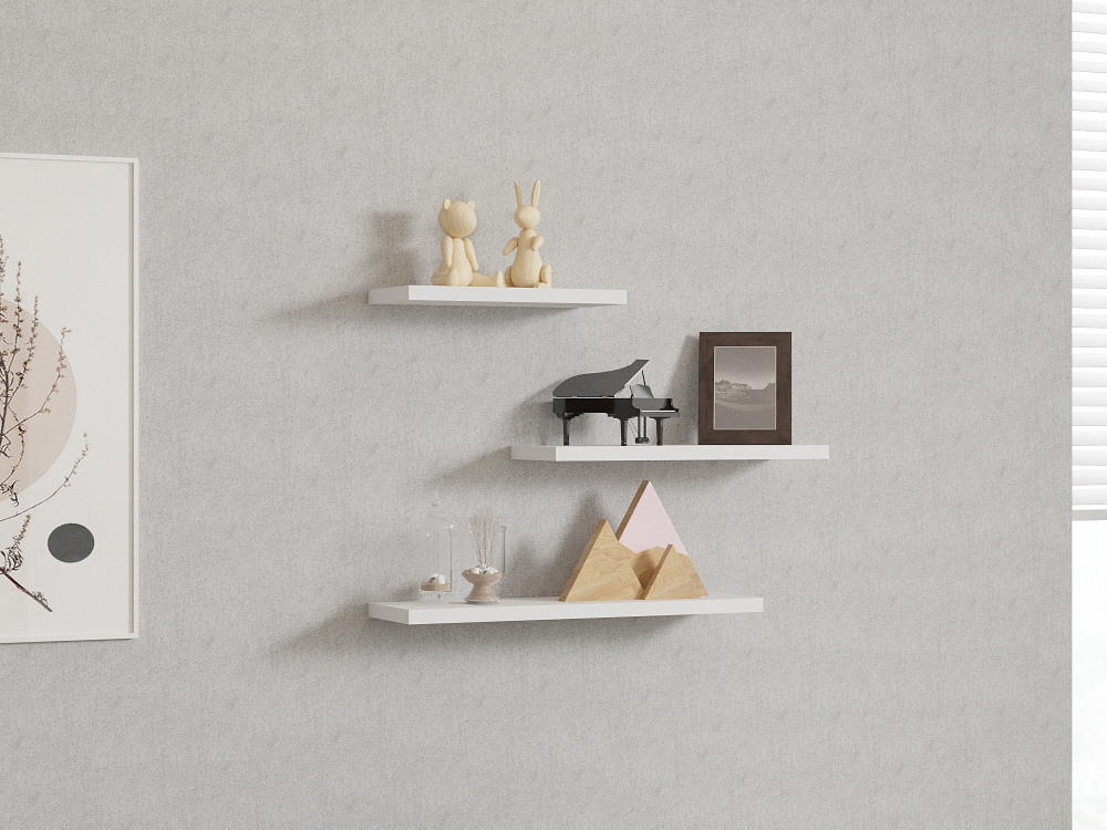 Prateleira de parede em madeira "Leila" - 50 x 14 x 2 cm - Branco