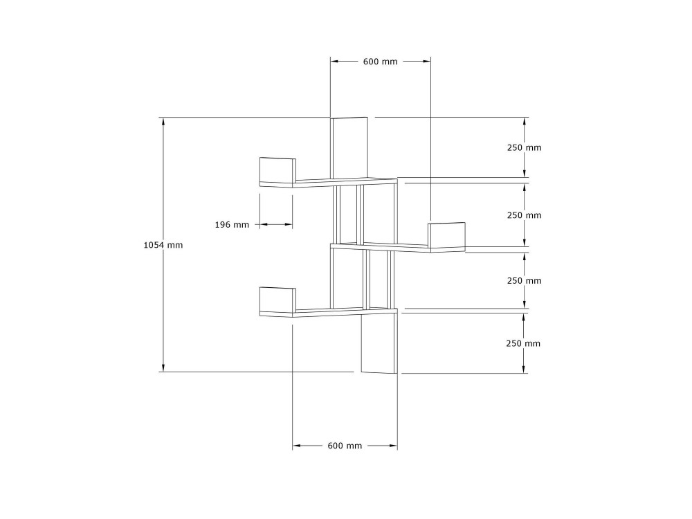 Prateleira de parede em madeira "Bombe" - 60 x 20 x 105 cm - Branco