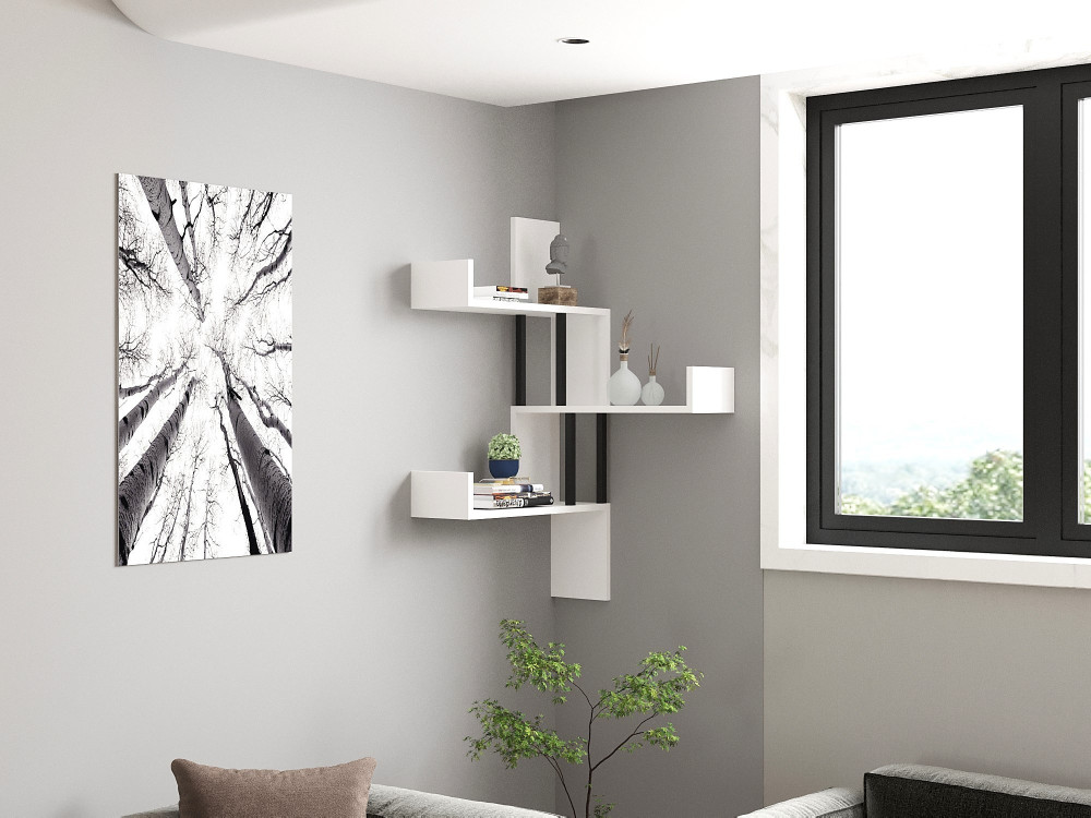 Prateleira de parede em madeira "Bombe" - 60 x 20 x 105 cm - Branco