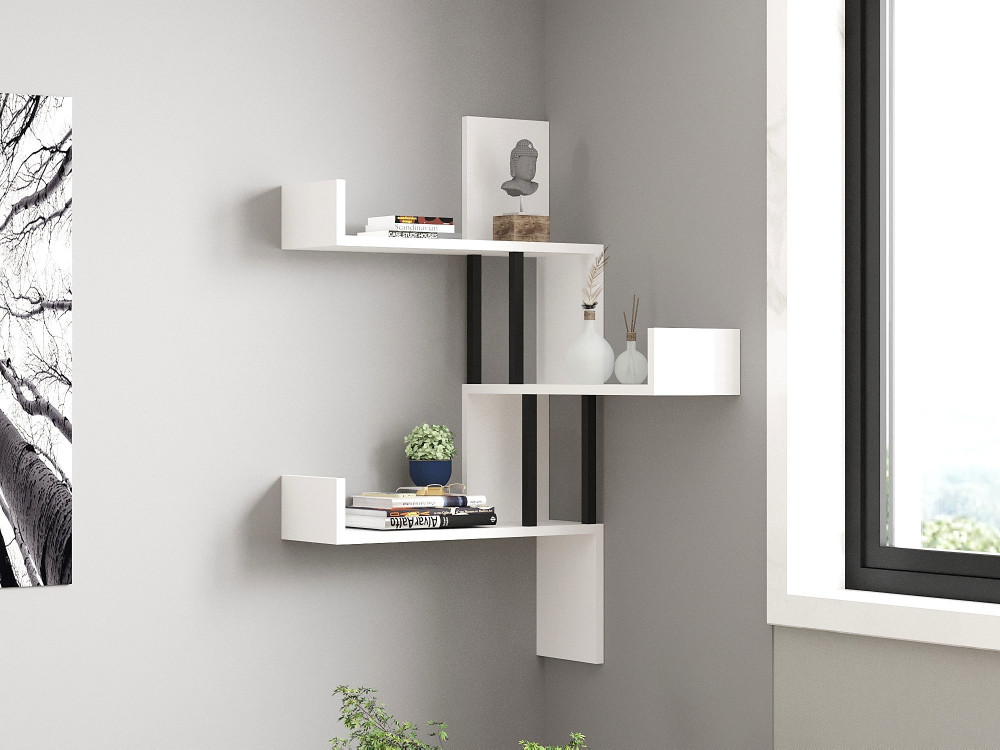 Prateleira de parede em madeira "Bombe" - 60 x 20 x 105 cm - Branco