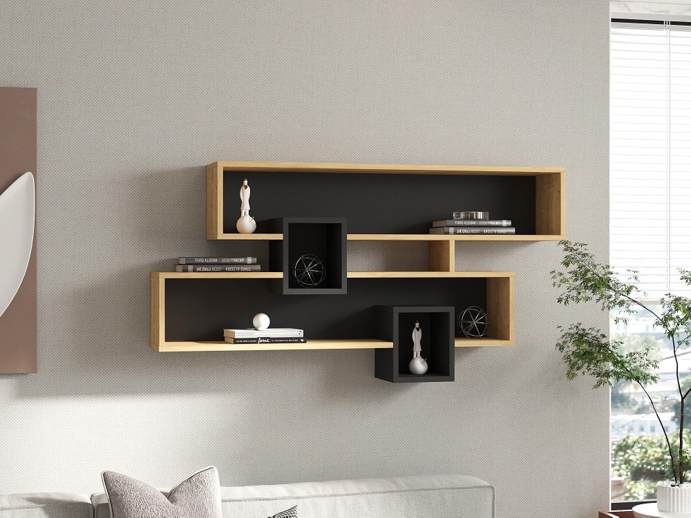 Prateleira de parede em madeira "Karen" - 120 x 22 x 72 cm - SaphirAntracite