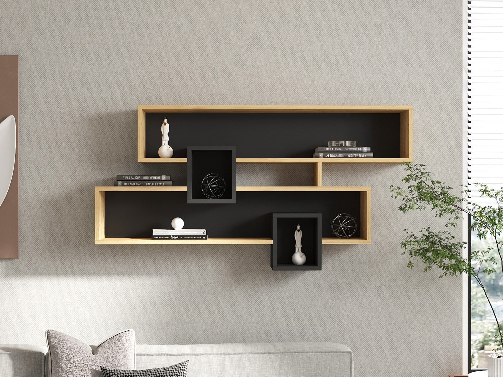 Prateleira de parede em madeira "Karen" - 120 x 22 x 72 cm - SaphirAntracite