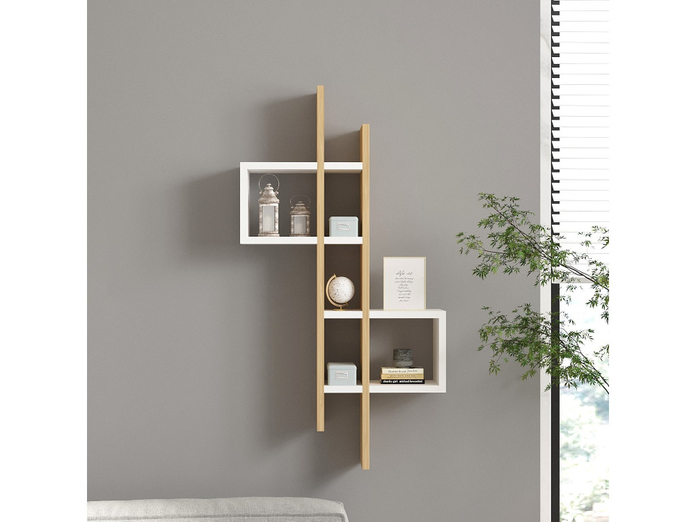 Prateleira de parede em madeira "Emse" - 53 x 19 x 108 cm - Carvalho branco safira