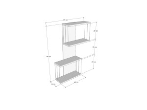 Estante de parede em madeira "Destan" - 65 x 19 x 96 cm - Branco