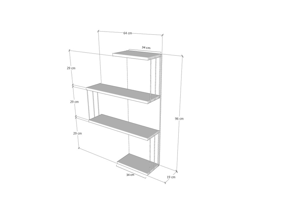 Estante de parede em madeira "Cambel" - 64 x 19 x 96 cm - Branco