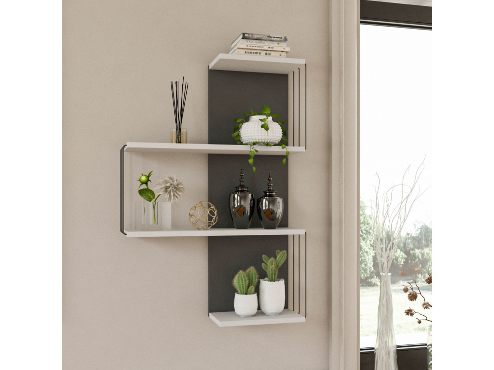 Estante de parede em madeira "Cambel" - 64 x 19 x 96 cm - Branco