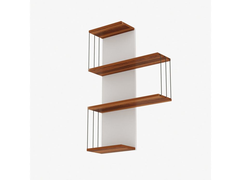 Estante de parede em madeira "Cambel" - 64 x 19 x 96 cm - Castanho