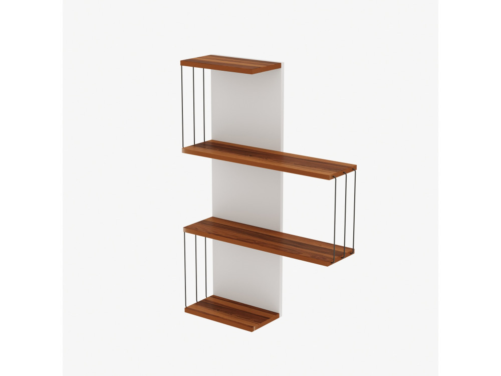 Estante de parede em madeira "Cambel" - 64 x 19 x 96 cm - Castanho