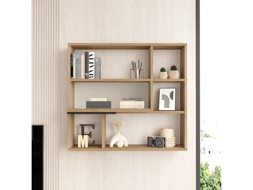Prateleira de parede em madeira "Calvin" - 90 x 22 x 81 cm - Castanho