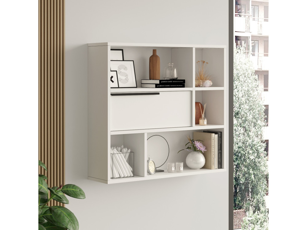 Prateleira de parede em madeira "Calvin" - 90 x 22 x 81 cm - Branco
