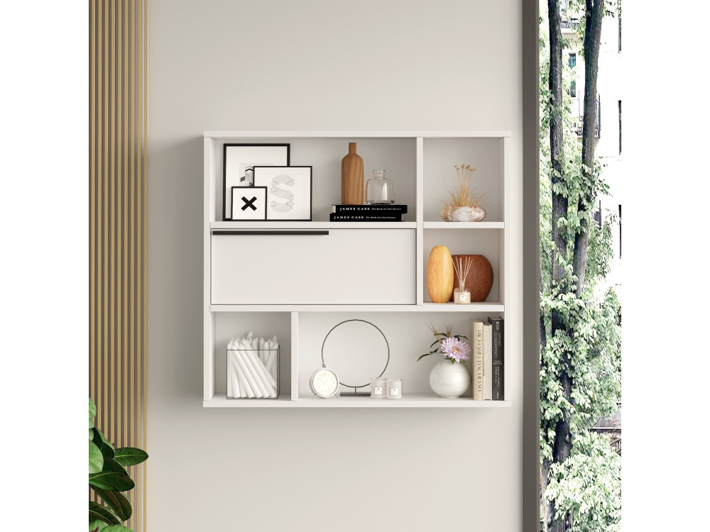 Prateleira de parede em madeira "Calvin" - 90 x 22 x 81 cm - Branco