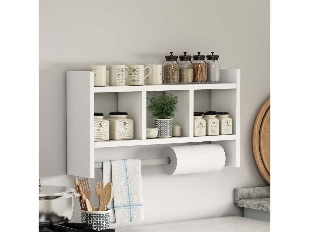 Prateleira de parede em madeira "Asya" - 63 x 14 x 35 cm - Branco