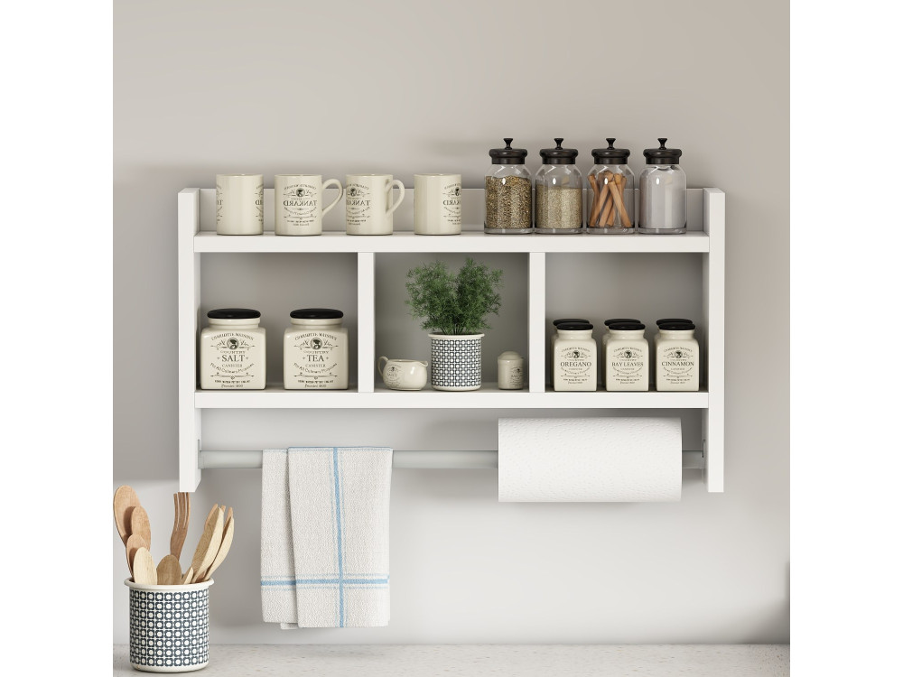 Prateleira de parede em madeira "Asya" - 63 x 14 x 35 cm - Branco