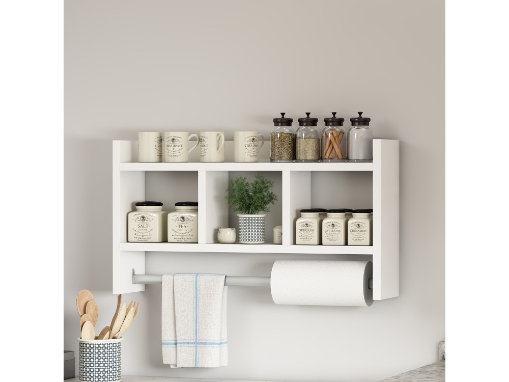 Prateleira de parede em madeira "Asya" - 63 x 14 x 35 cm - Branco