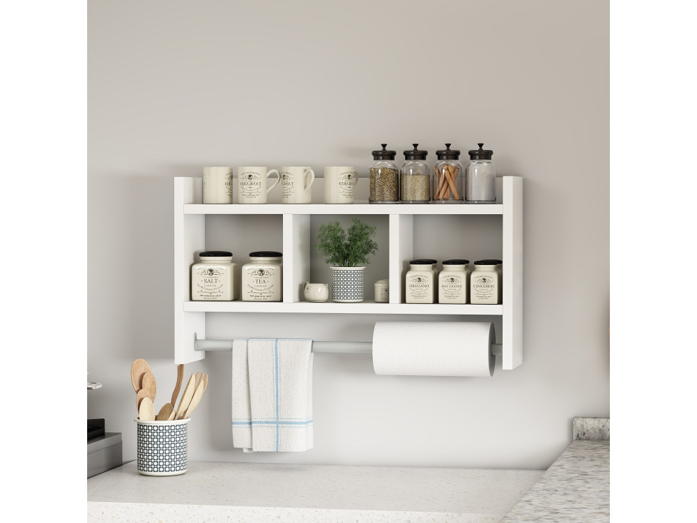 Prateleira de parede em madeira "Asya" - 63 x 14 x 35 cm - Branco