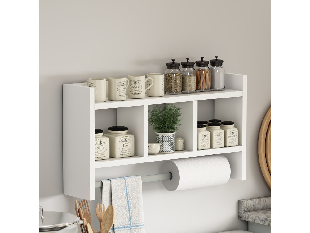Prateleira de parede em madeira "Asya" - 63 x 14 x 35 cm - Branco