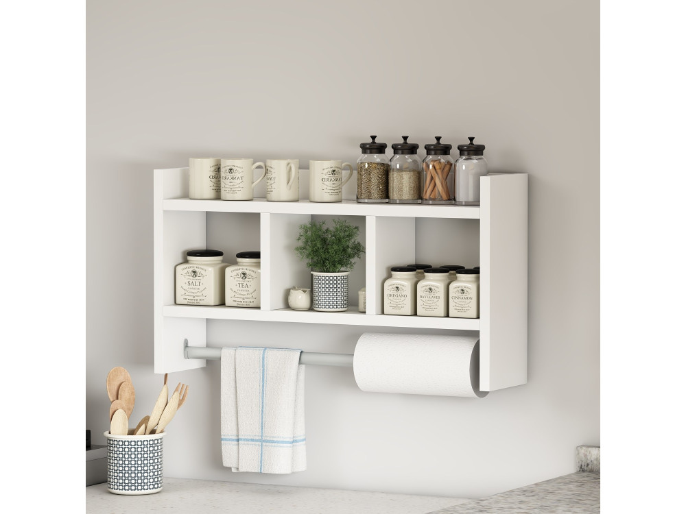 Prateleira de parede em madeira "Asya" - 63 x 14 x 35 cm - Branco